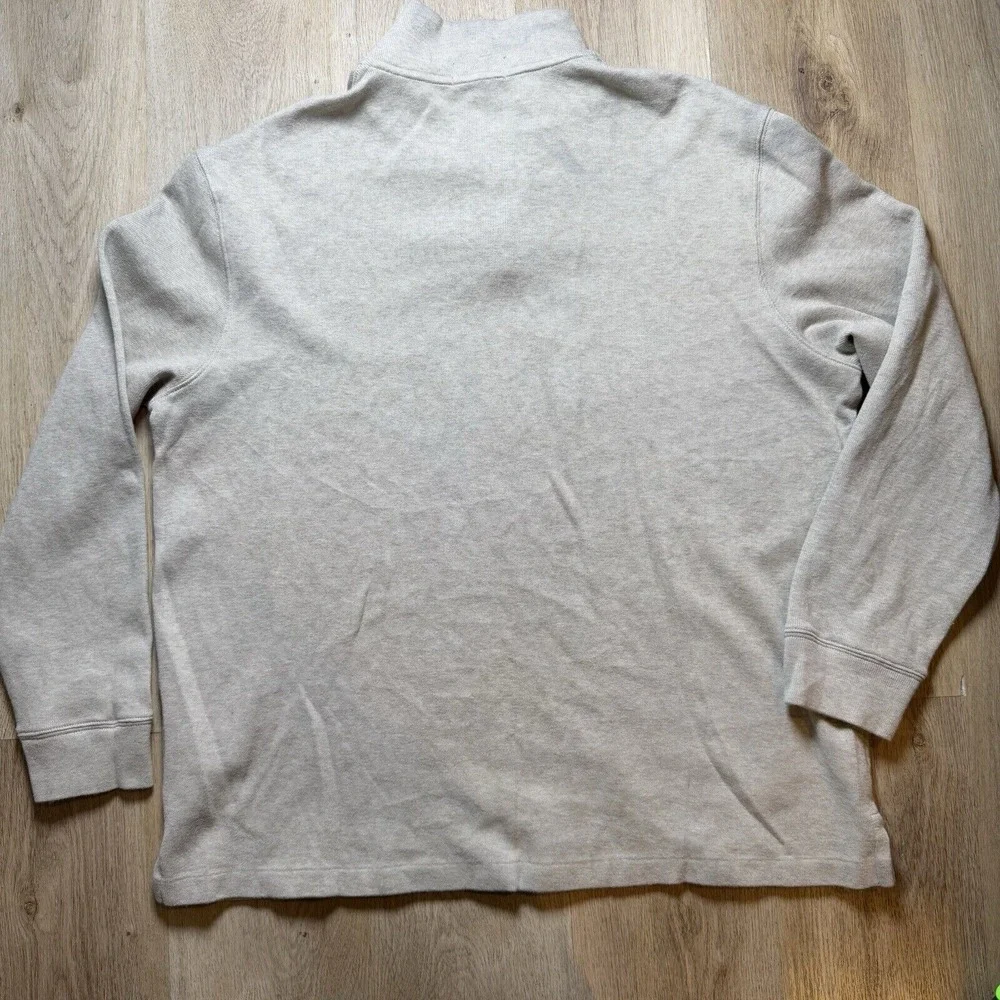 Polo Ralph Lauren Estate Ribbed‎ Cotton Pullover 1/4 Zip Sweater Large Beige L/S